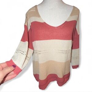 Boutique Style Colorblock Knit Sweater Medium